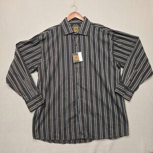 Bruno Men's Black Striped Long Sleeve Button Up‎ Shirt Size 3XLT NWT
